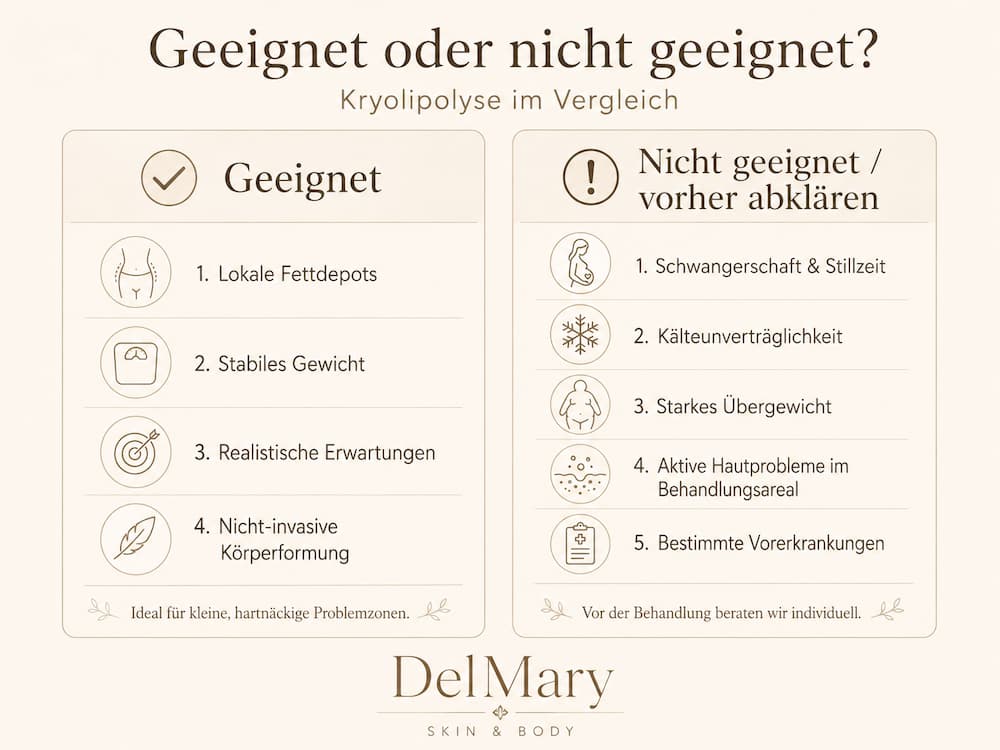Geeignet“ und „Nicht geeignet  vorher abklären